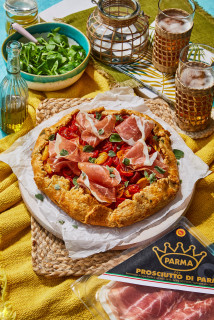 Heritage Tomato, goat's cheese & Prosciutto di Parma galette image
