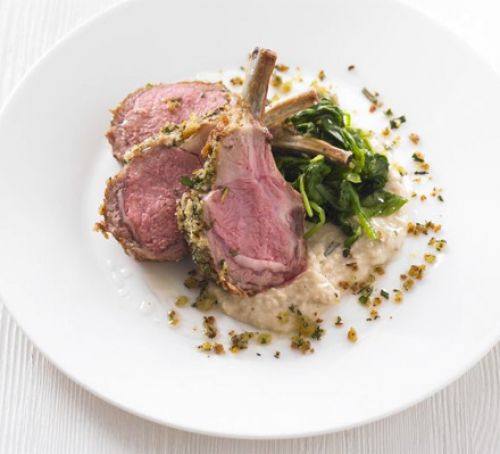 Herb-crusted rack of lamb with white bean purée | HRP Festivals